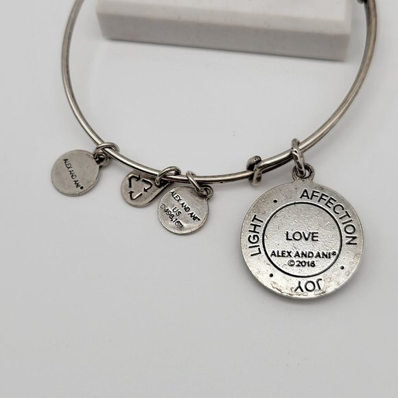 Alex and Ani LOVE Charm Bangle Bracelet Rafaelian Silver Finish - Picture 5 of 5